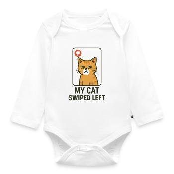 Meine Katze hat links geswiped Dating App - Baby Bio-Langarm-Body - Weiß - Vorne