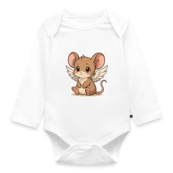 Angel mouse, sweet and dreamy - Organic Longsleeve Baby Bodysuit - white - Front