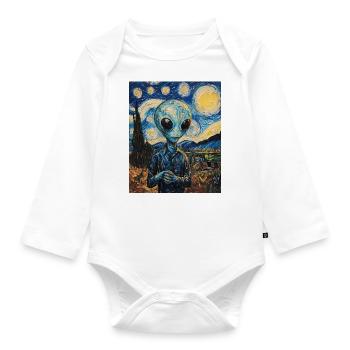 Alien nuit étoilée style van gogh - Body Bébé bio manches longues - blanc - Devant