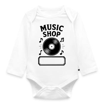 Musikgeschäft Vinyl - Baby Bio-Langarm-Body - Weiß - Vorne