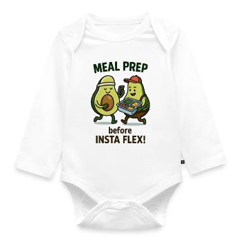Meal Prep Avocado - Organic Longsleeve Baby Bodysuit - white - Front
