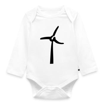 Windmill, éolienne, Windrad - Baby Bio-Langarm-Body - Weiß - Vorne