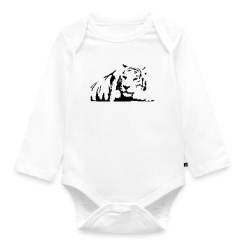 Tiger, White Tiger - Organic Longsleeve Baby Bodysuit - white - Front