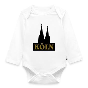 Cologne cathedral - Organic Longsleeve Baby Bodysuit - white - Front