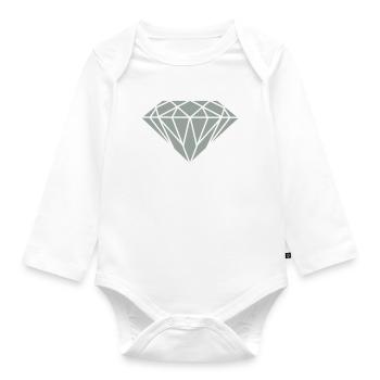 Geometrischer Diamant Linienkunst - Baby Bio-Langarm-Body - Weiß - Vorne