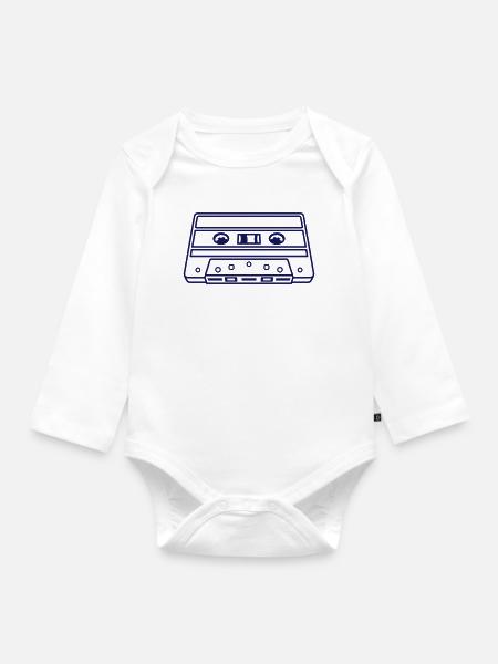 Kassette Perspektive – Retro Mixtape Design - Baby Bio-Langarm-Body - Weiß