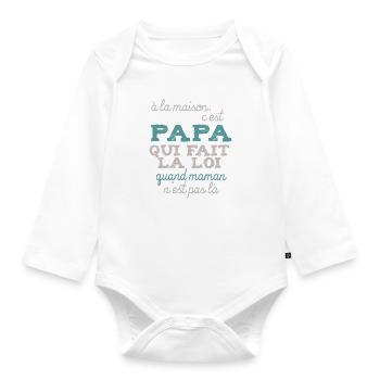 Papa fait la loi - Body Bébé bio manches longues - blanc - Devant