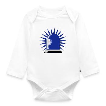 rotating blue beacon light - Organic Longsleeve Baby Bodysuit - white - Front