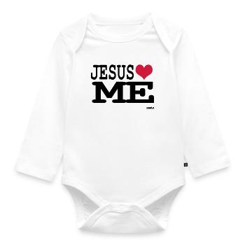 jesus loves me - Baby Bio-Langarm-Body - Weiß - Vorne
