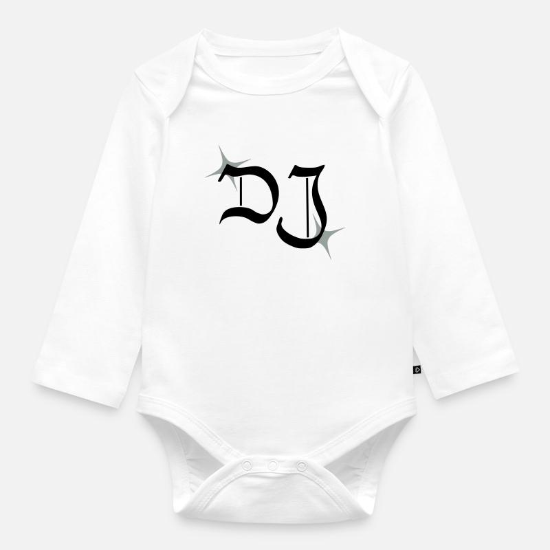 monogramme DJ - Body Bébé bio manches longues - blanc