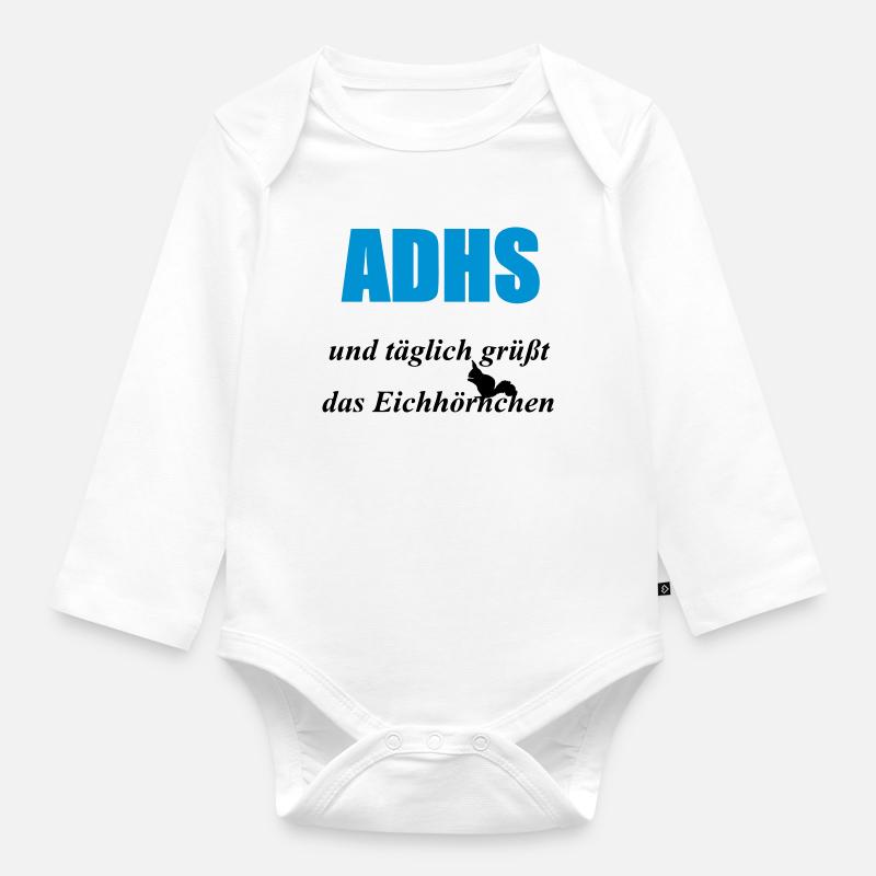 ADHS Eichhörnchen Geschenk - Baby Bio-Langarm-Body - Weiß