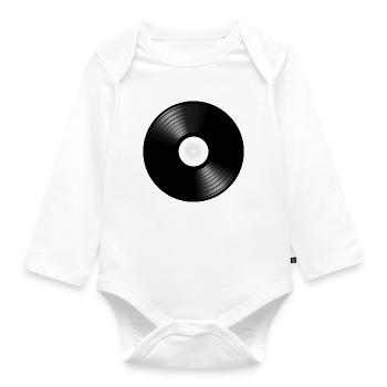 vinyl gramophone record disc turntable DJ - Organic Longsleeve Baby Bodysuit - white - Front