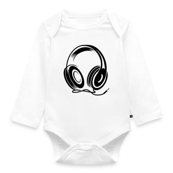 a headphone with cable - Organic Longsleeve Baby Bodysuit - white - Front