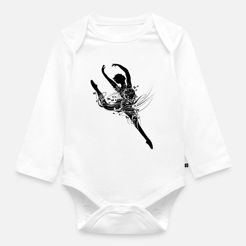 Une danseuse de ballet en robe de ballet imaginati - Body Bébé bio manches longues - blanc
