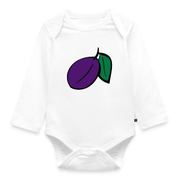 Pflaume - Baby Bio-Langarm-Body - Weiß - Vorne