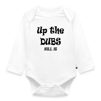 Up the Dubs Hill 16 - Organic Longsleeve Baby Bodysuit - white - Front