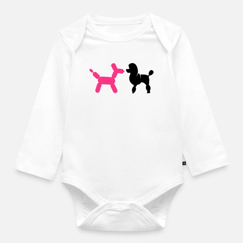 un caniche et un ballon-caniche - Body Bébé bio manches longues - blanc