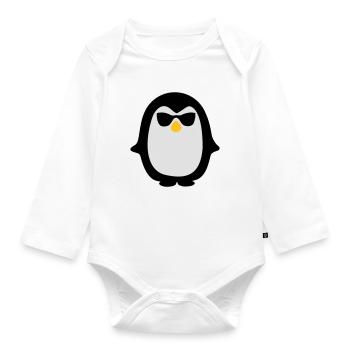 Pinguin - Baby Bio-Langarm-Body - Weiß - Vorne
