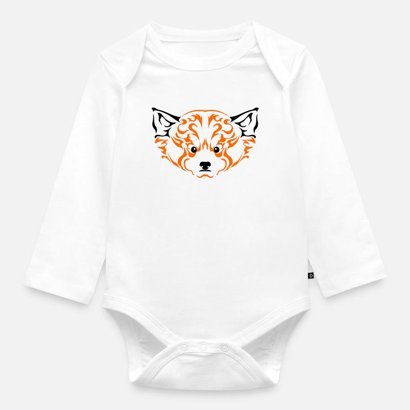 Panda1-roux - Body Bébé bio manches longues - blanc