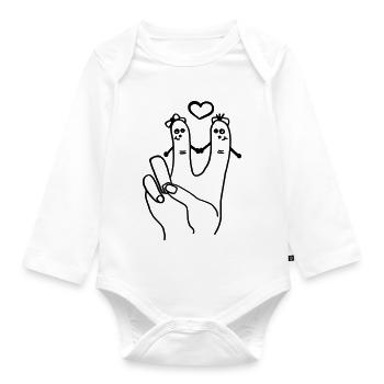 Peace - Baby Bio-Langarm-Body - Weiß - Vorne