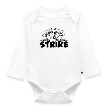 Bowling Strike , Fun Shirt , Strike (25) - Baby Bio-Langarm-Body - Weiß - Vorne