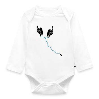 headphones headphones DJ - Organic Longsleeve Baby Bodysuit - white - Front