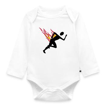 Jogger mit Flammen - Baby Bio-Langarm-Body - Weiß - Vorne