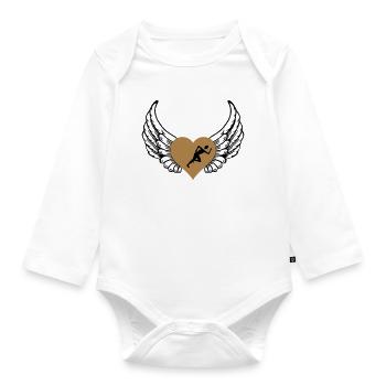 Jogger Herz Flügel - Baby Bio-Langarm-Body - Weiß - Vorne