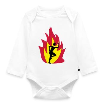 Läufer Flamme - Baby Bio-Langarm-Body - Weiß - Vorne