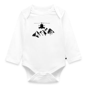 Hélicoptère avec des montagnes - Body Bébé bio manches longues - blanc - Devant