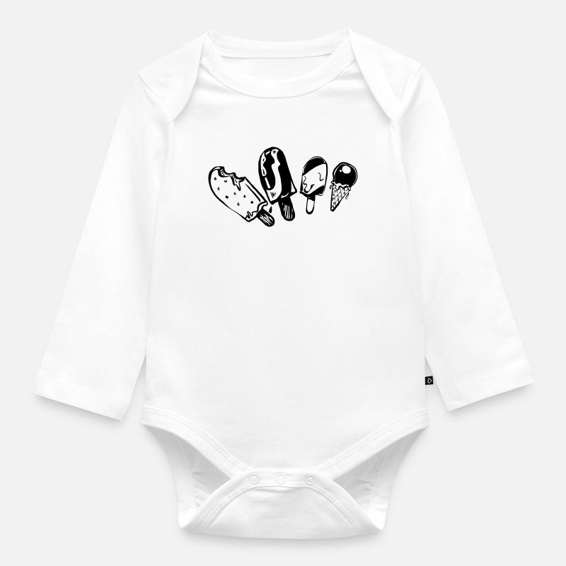 Eis-am-Stiel Kollektion - Baby Bio-Langarm-Body - Weiß