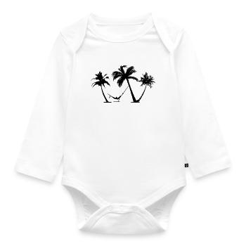 Holiday under palm trees in a hammock - Organic Longsleeve Baby Bodysuit - white - Front