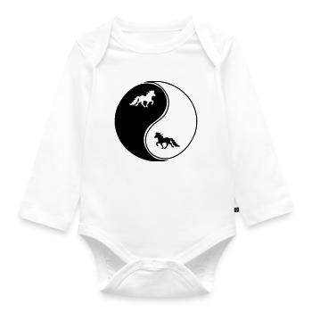 Islandpferde Yin Yang Freizeitreiten Pferd - Baby Bio-Langarm-Body - Weiß - Vorne