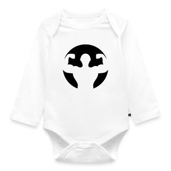 Bodybuilding Muskelprotz - Baby Bio-Langarm-Body - Weiß - Vorne