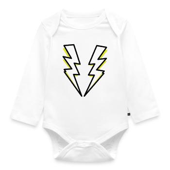 Blitze,Blitz,Blitzer, - Baby Bio-Langarm-Body - Weiß - Vorne