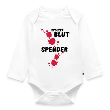Stolzer Blutspender Blut Spende Geschenk Medizin - Baby Bio-Langarm-Body - Weiß - Vorne