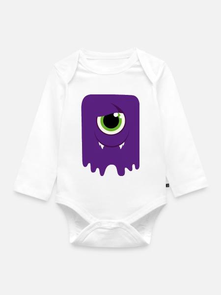 Monster / Alien Papa - Baby Bio-Langarm-Body - Weiß