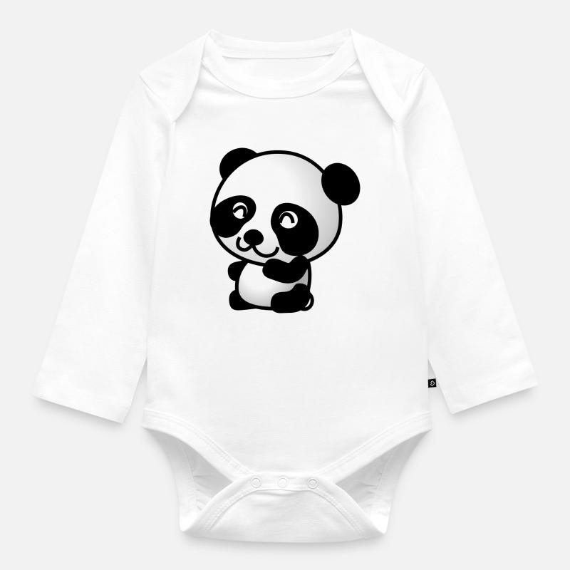 Mignon Panda - Body Bébé bio manches longues - blanc
