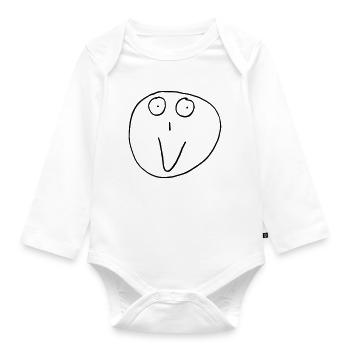 Steven Smiling - Organic Longsleeve Baby Bodysuit - white - Front