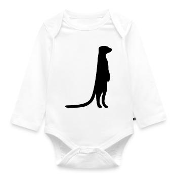funny meerkat curious animal - Organic Longsleeve Baby Bodysuit - white - Front