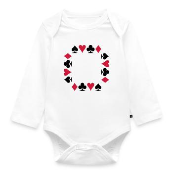 Poker (V) - Organic Longsleeve Baby Bodysuit - white - Front