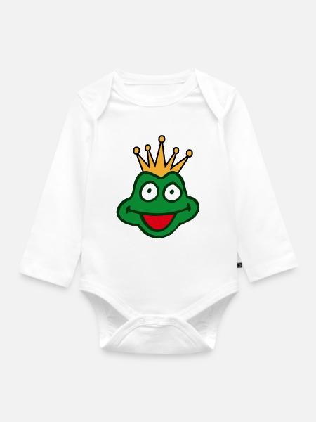 Froschkönig - Baby Bio-Langarm-Body - Weiß