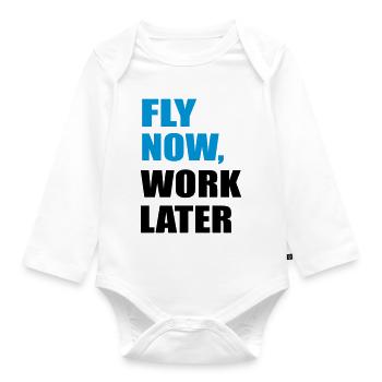fliegen - Baby Bio-Langarm-Body - Weiß - Vorne