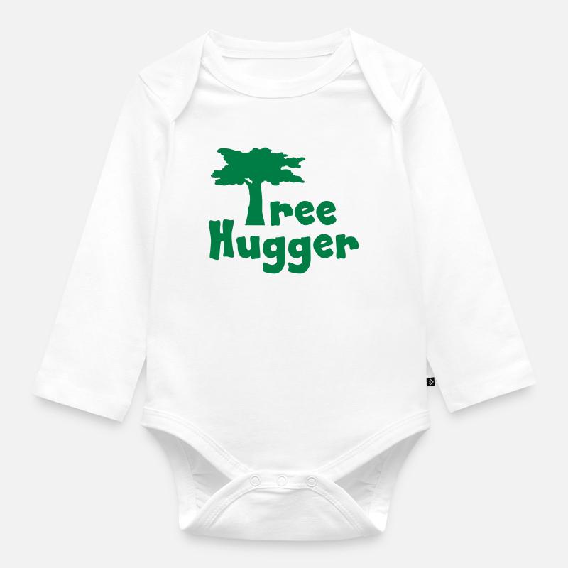 Tree Hugger - Organic Longsleeve Baby Bodysuit - white