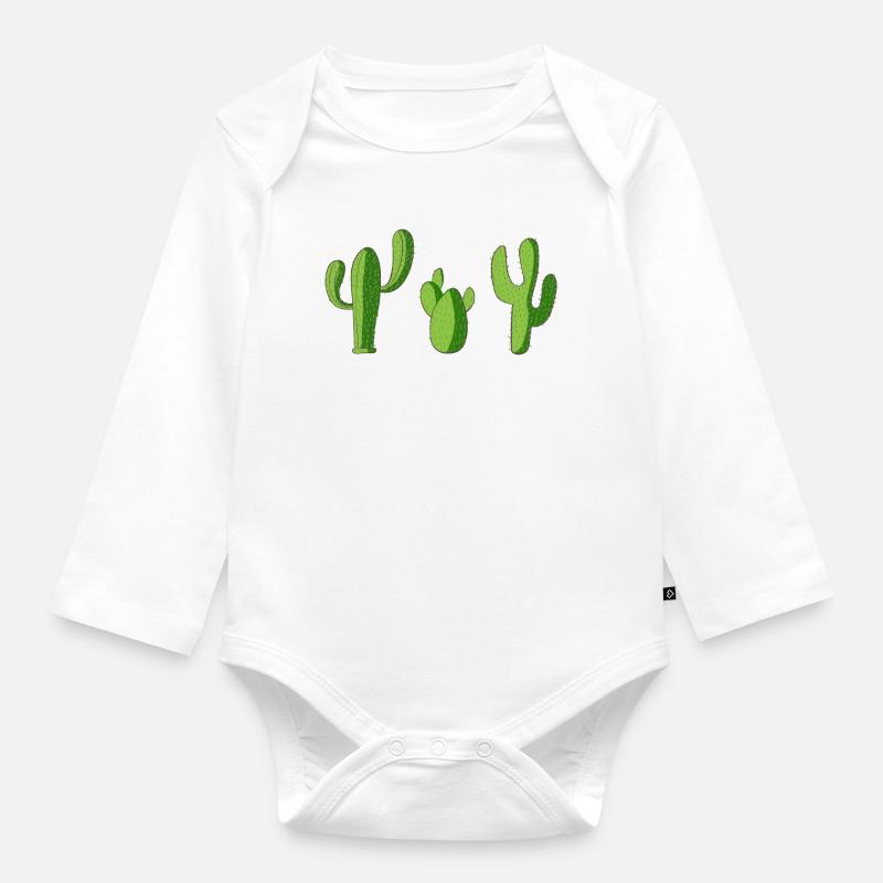 Cactus - Body Bébé bio manches longues - blanc
