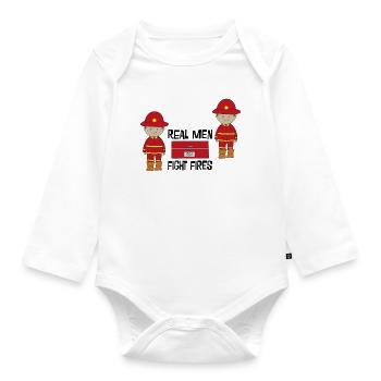 fire Department - Organic Longsleeve Baby Bodysuit - white - Front