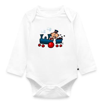 Train - Organic Longsleeve Baby Bodysuit - white - Front