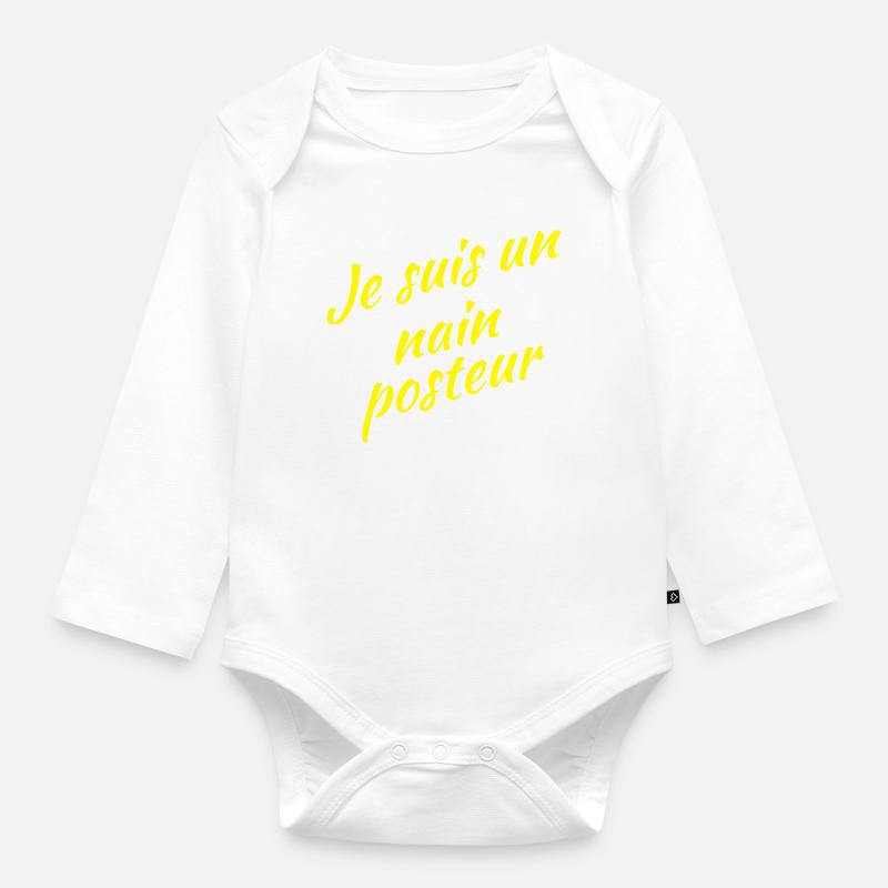 Nain posteur - Body Bébé bio manches longues - blanc
