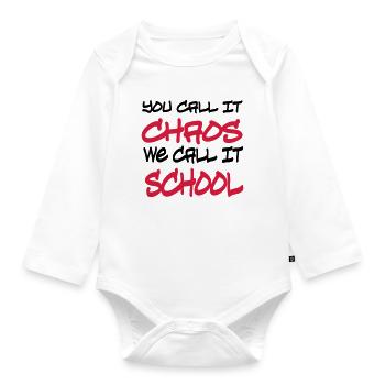 Schule - Baby Bio-Langarm-Body - Weiß - Vorne