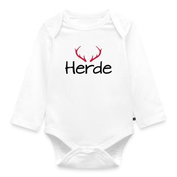 Herde Geweih Hirschgeweih - Baby Bio-Langarm-Body - Weiß - Vorne